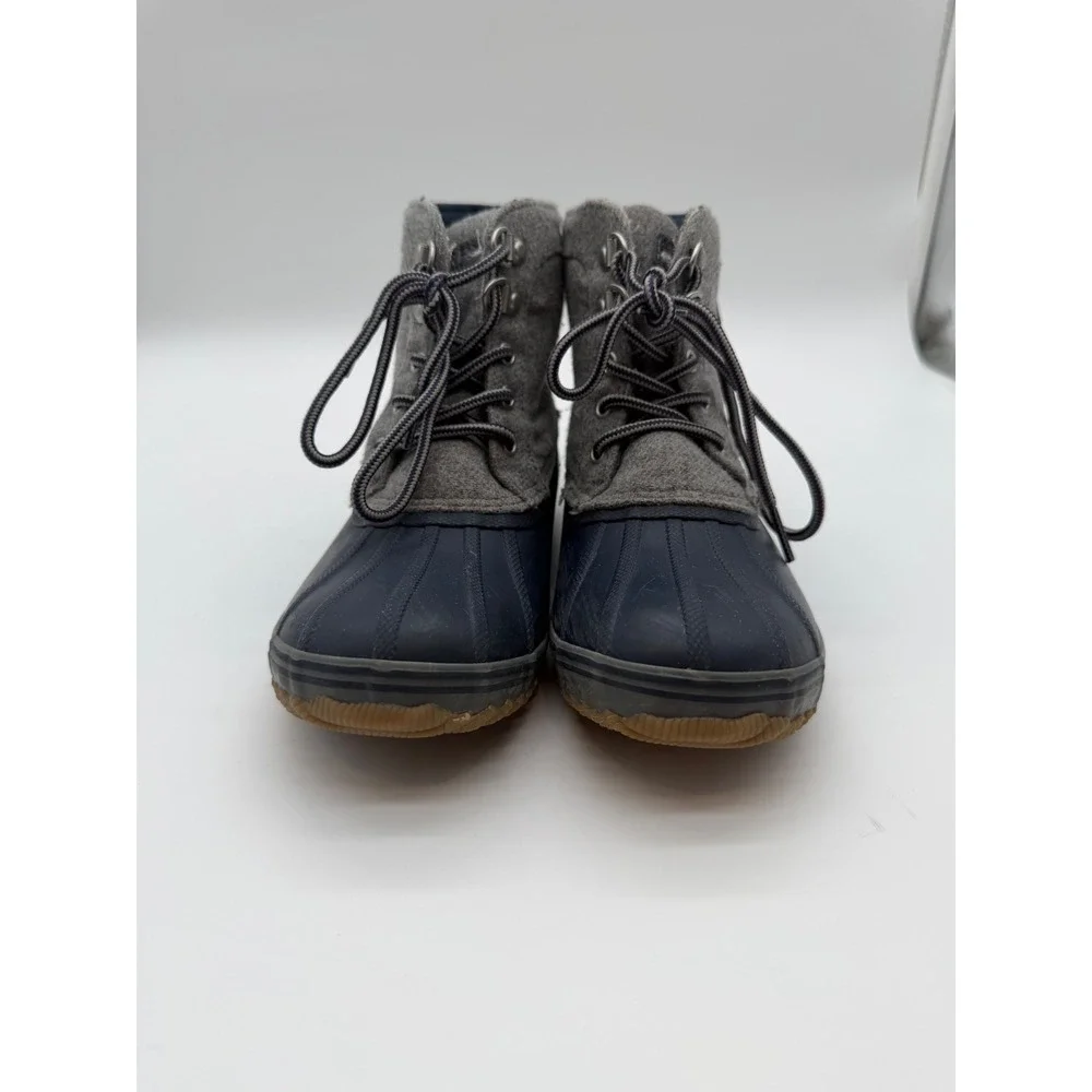 Sperry Kids Saltwater Duck Boots Navy Grey Wool Blend Lace Up Size 2M